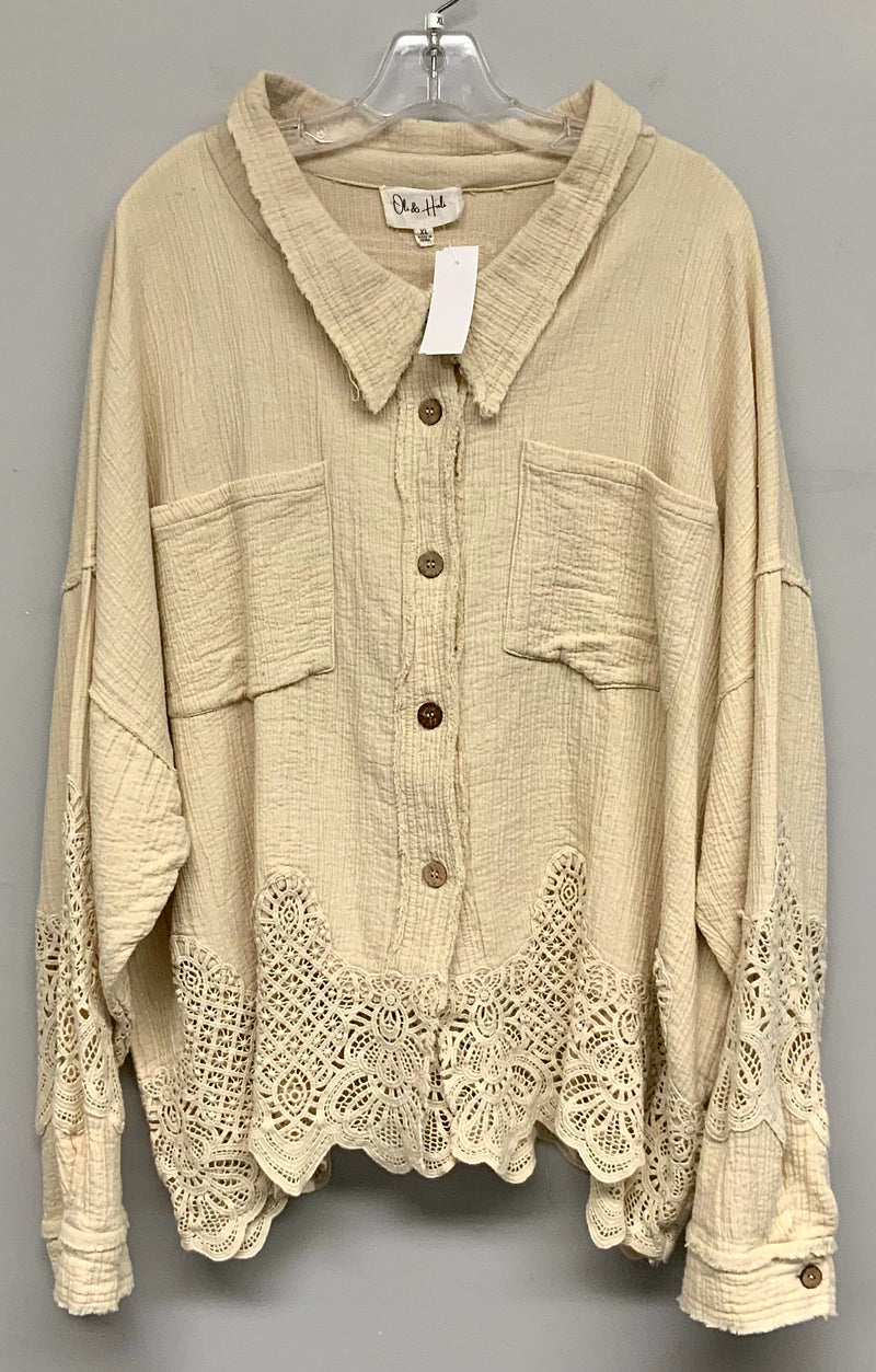 OLI & HALI Cream Crinkle w/Lace Detail  L/S B/D Jacket