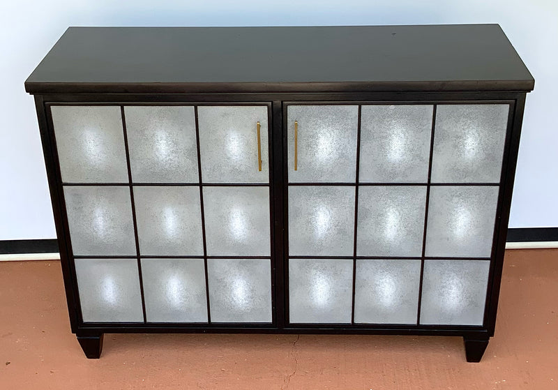 Black Cabinet with Frosted Glass Windowpane Doors