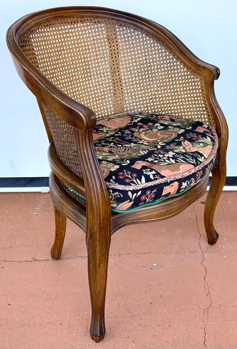 Vintage Cane Chair with Footstool