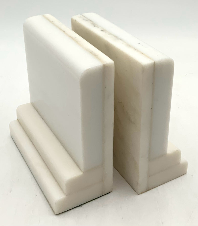 Pair of Art Deco White Marble Bookends