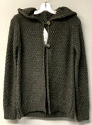 ELISABETTA Grey Knit 2 Button Hooded L/S Sweater