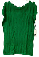 MISSONI Green Pattened Knit Crochet Top Scallop Cutout Cap Slv Top