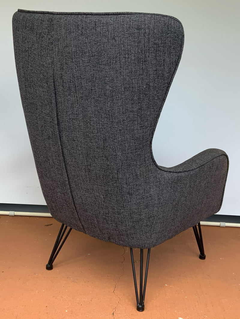 MCM Style Graphite Armchair on Metal Frame