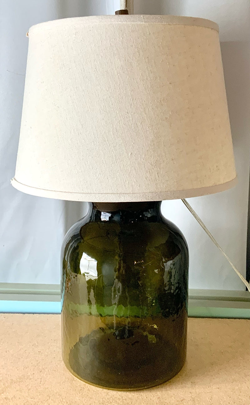Smoky Glass Demi John Lamp with Drum Shade