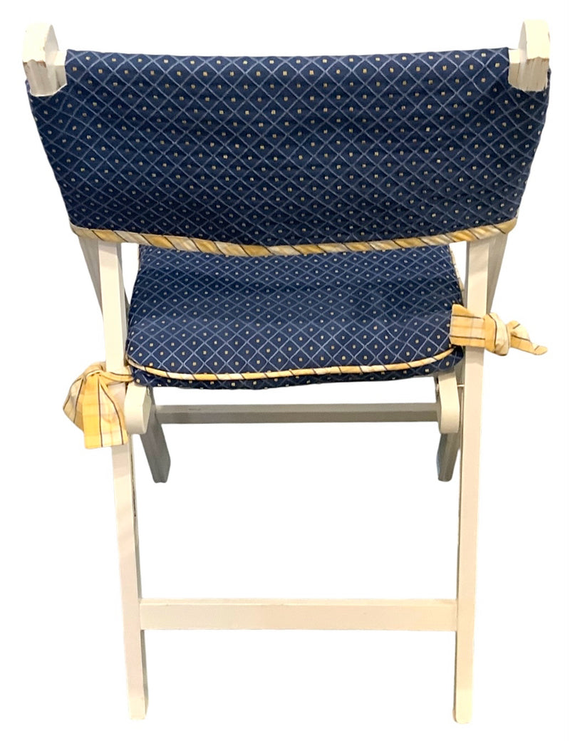 Set/4 Folding White Chairs with Fabric Seats