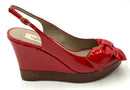 VALENTINO Red Patent Leather Bow Wedges 38