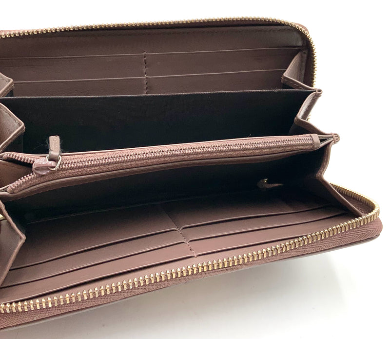 GUCCI Brown Debossed Guccissima Leather Zip Around Wallet AS IS