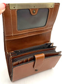 PATRICIA NASH Tan Leather Trifold Wallet