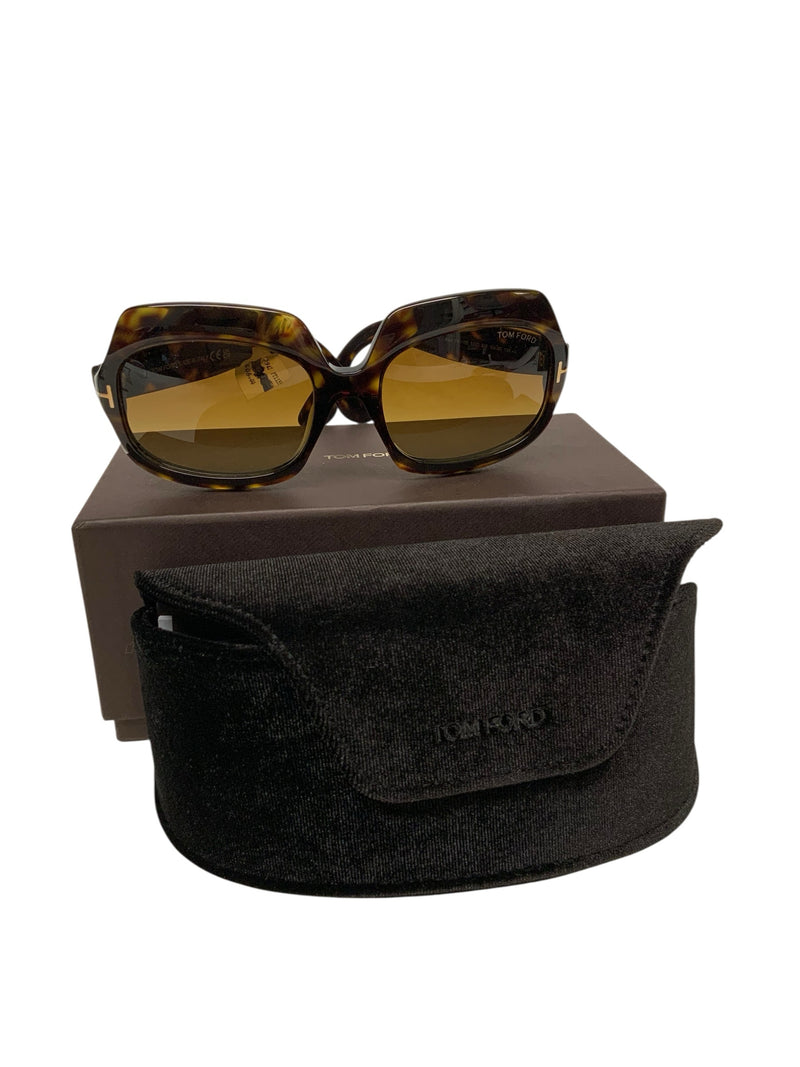 TOM FORD Brown Tortoise Ren Oversized Sunglasses