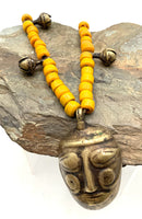 Tribal Beaded Glass & Brass Necklace