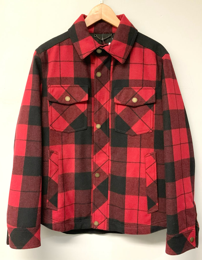 PENDLETON Red/Black Plaid Wool Blend Flannel Snap Closure Jacket