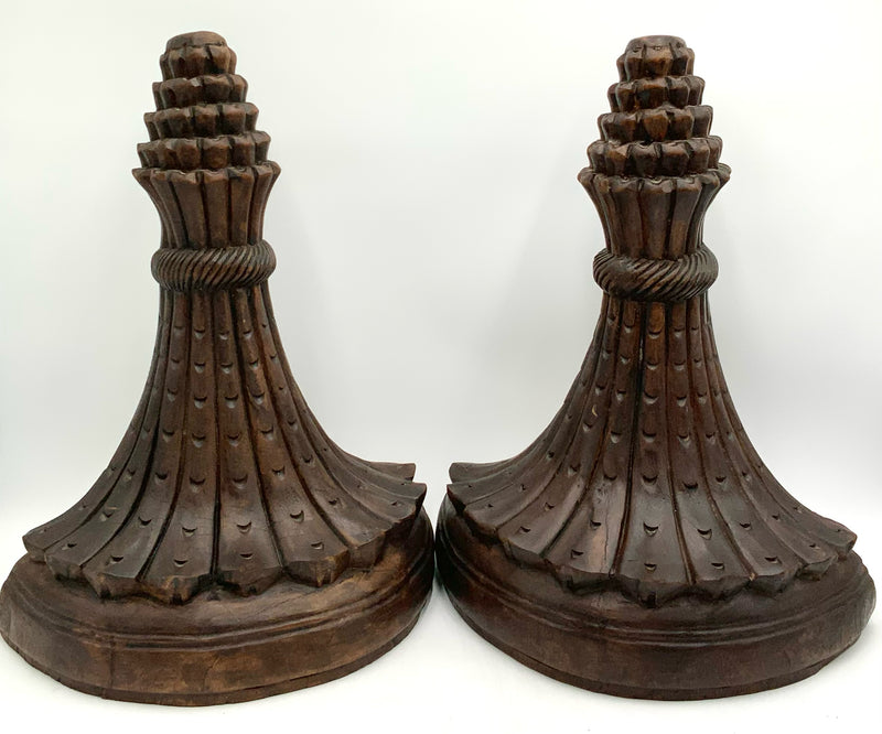 Pair of Wood Look Demilune Wall Shelves