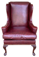 Hickory Chair Oxblood Leather Wing Chair