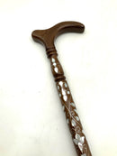 Walnut MOP Inlaid Walking Cane with  Handle