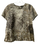 EILEEN FISHER Grey/Charcoal Tie Dye S/S Silk Top