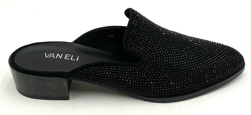 Vaneli Black Crystal Tegan Mules 7.5N