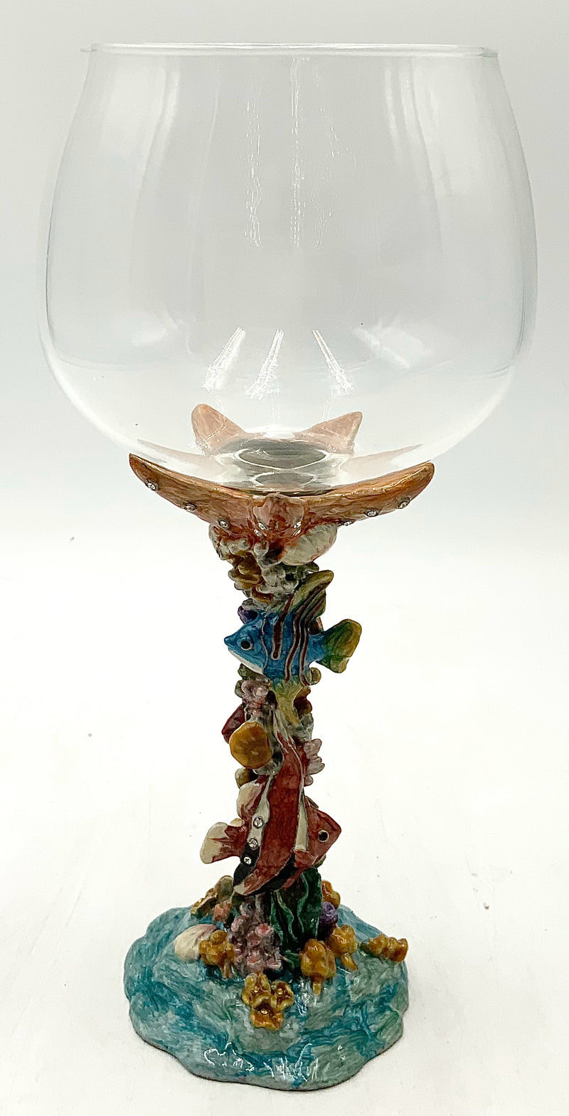 Set/6 Jere Wine Glasses With Enamel Stem
