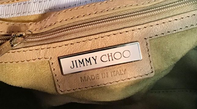 JIMMY CHOO Tan Leather Neutral Python Trim Small Ramona Shoulder Bag