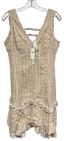 PILCRO Tan/Cream Stripe w/Floral Ruffle Detail S/D Dress