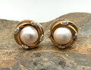 14kt Gold, Diamond & Mabe Pearl Earrings
