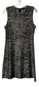 THEORY Black/Silver Metallic Stripe S/L Knit Dress