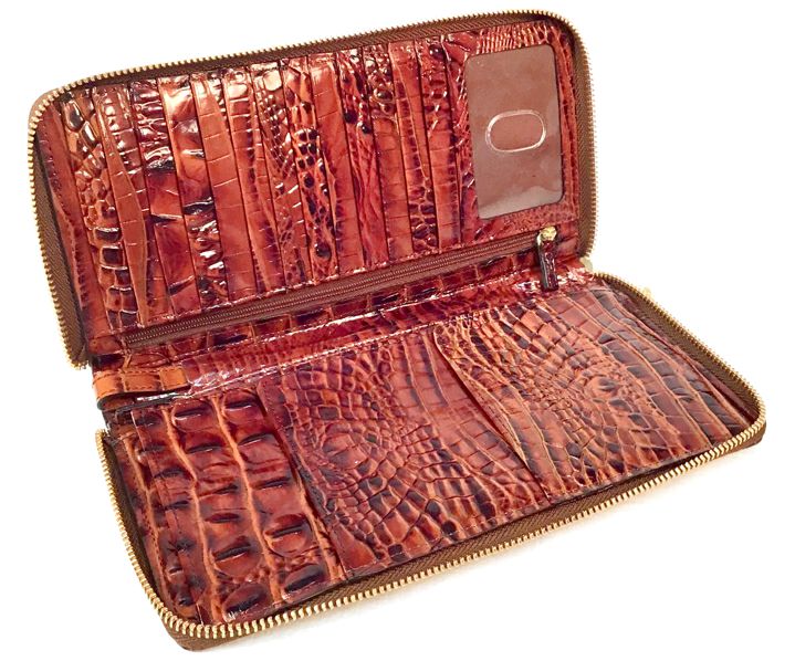 BRAHMIN Pecan Embossed Leather Skyler Travel Wallet