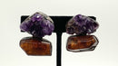 Rebecca Collins Sterling, Amethyst & Amber Clip-On Earrings