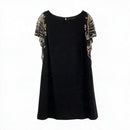 AIDAN MATTOX Black w/Embellished Flutter Sleeve Dress