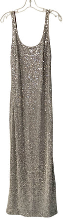 MILLY Silver Sequin "Ishani" S/L Maxi Dress