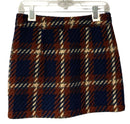ENGLISH FACTORY Navy Rust Tan Plaid Knit Mini Skirt