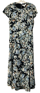 REISS Navy Multi Floral Livia Print Midi Dress