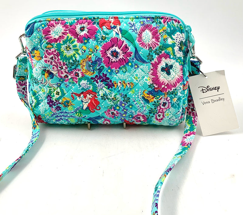 VERA BRADLEY Turq Multi Arial Floral Triple Compartment Crossbody