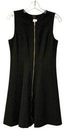 ANN TAYLOR Black Front Exposed Zipper S/L Dress