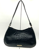 BRAHMIN Black Croc Emboss Leather "Cayson" Shoulder Bag
