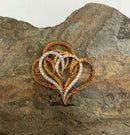 18kt Yellow & White Gold Diamond Hearts Brooch