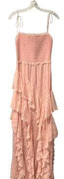 ALICE & OLIVIA Pink Knit Bodice Tiered Tie Strap Jocelyn Midi Dress