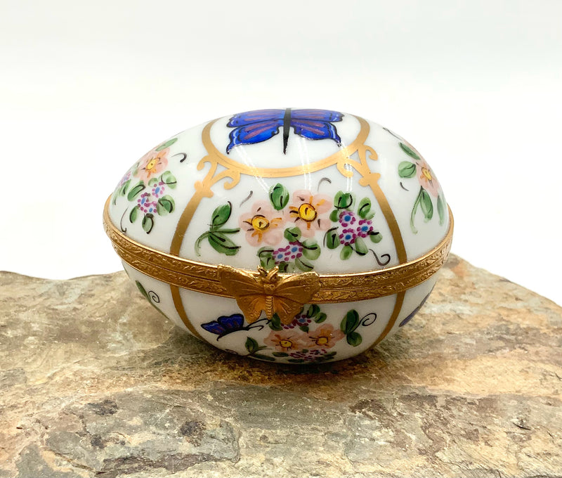 Limoges Handpainted Porcelain Egg Trinket Box