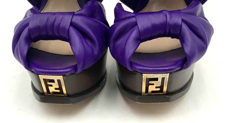 FENDI Purple Nappa Leather Spuntata H/H Sandals 37.5