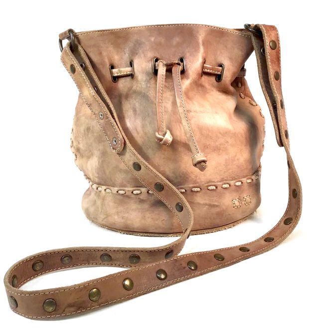 BEDSTU Brown Lea Drawstring "Malibu" Bucket Handbag