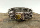 Sterling & Peridot Bali Style Bracelet w/14kt Gold Accents
