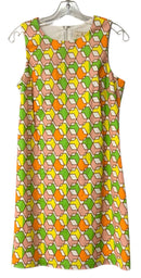 FLORA BEA Orange/Green/Yellow/White Geo Print S/L Dress