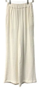 BILLABONG White Cotton Gauze Wide Leg Pants