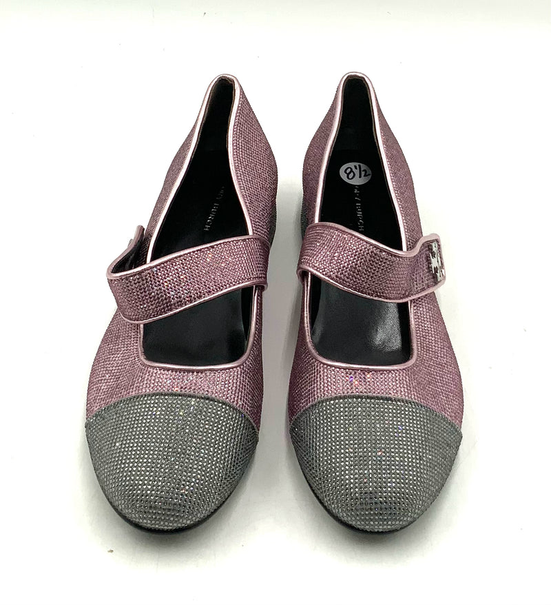 TORY BURCH Pink Silver Sparkle Embellished Maryjane Pumps 8.5