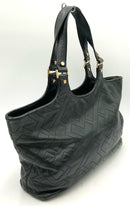 TORY BURCH Black Lea "Stitch T Burch" Double Handle Tote