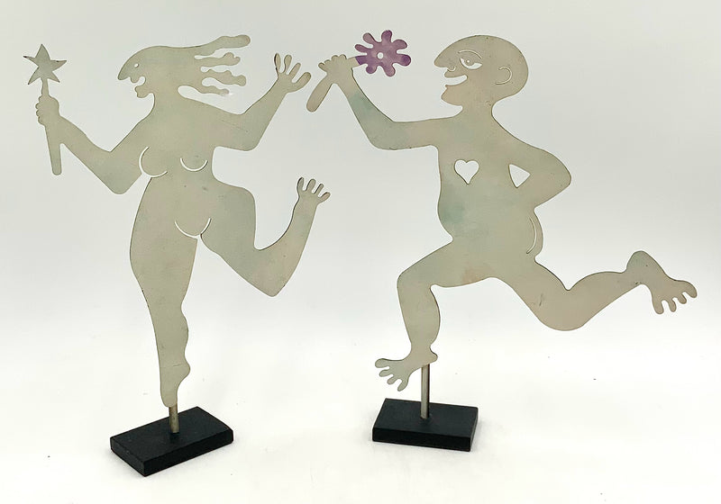 Pair of Judie Bomberger Signed Metal Sculptures