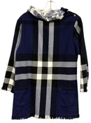 TIZZIE Navy/Black/White Raw Edge w/Contrasting Collar 3/4 Sleeve Top