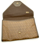 FENDI Vintage Taupe & Brown Zucca Print Coated Canvas Envelope Clutch