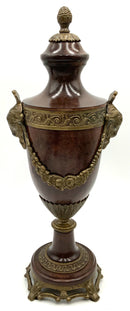 Castilian Bronze Lidded Urn with Rams Head Detail