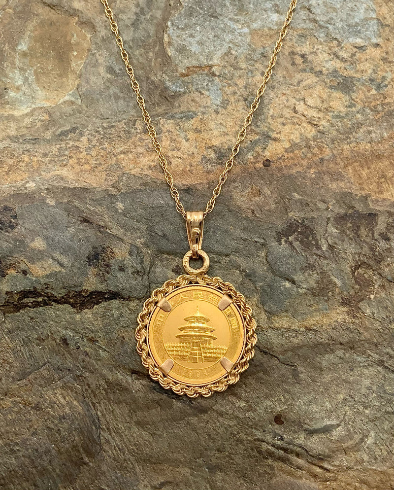 24kt/14kt Gold 1994 Chinese Panda Coin Necklace