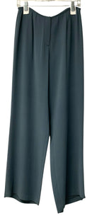 EILEEN FISHER Slate Blue Stretch Silk Gorgette Wide Leg Pants